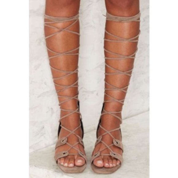 🎯Jeffrey Campbell Bryn Gladiator Sandals Taupe Size 6 - Picture 1 of 15